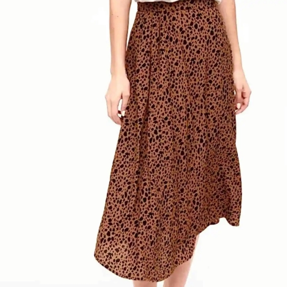 Gap Leopard Print Asymmetrical Hem Midi Skirt - Picture 1 of 8
